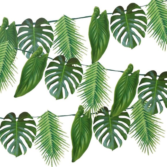 New Tropical Palm Leaf Garland 8.5FT Green Party Decoration for Luau or Summer - Picture 1 of 10